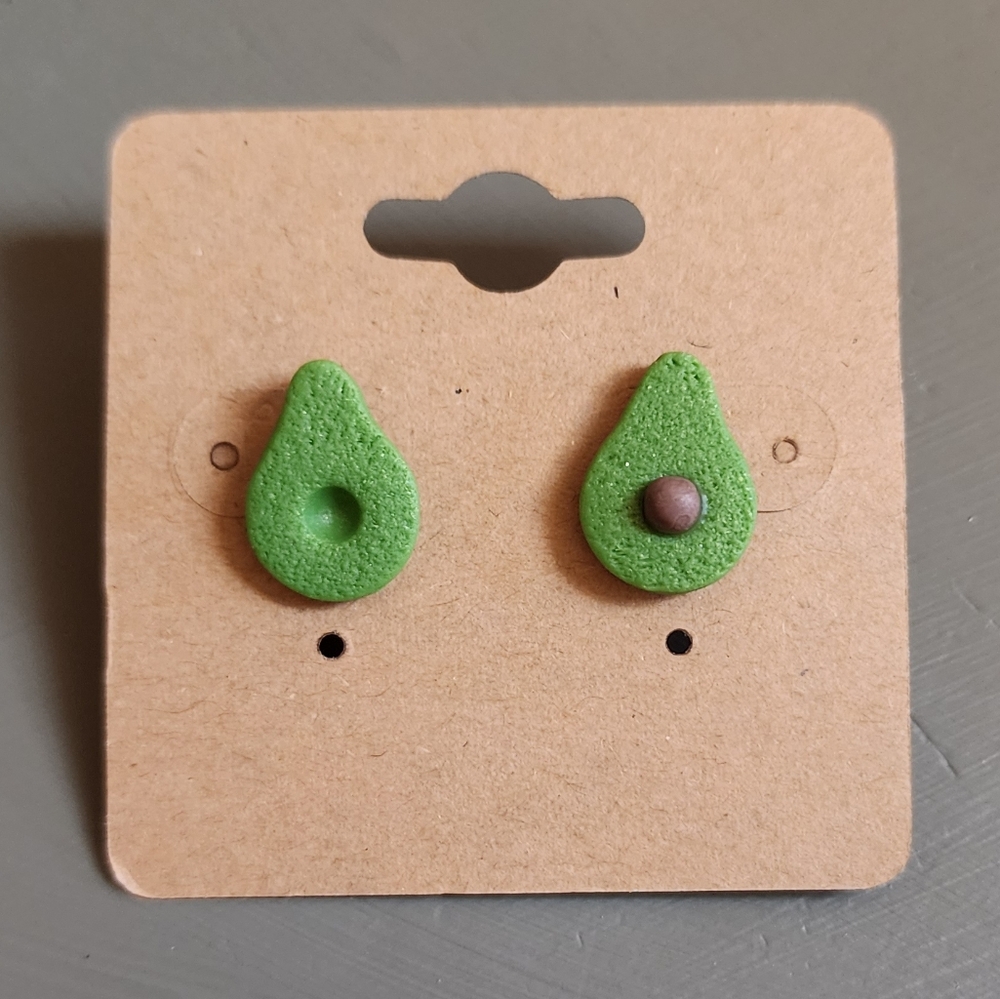 Green Avocado Clay Stud Earrings 🥑